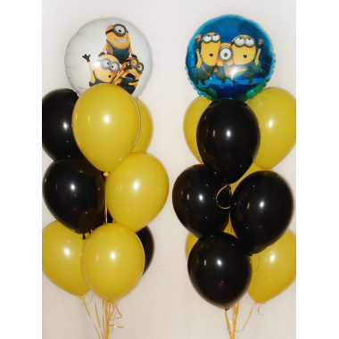 Черно-желтые шары с фольгированным шаром 